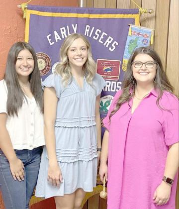 (L-R): Madalyn Tarango was awarded the new Sweetheart and Madison McNeese was crowned the new Queen of the Lions Club. They’re shown with new club president, DeLynn Butler.